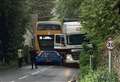 Crash between lorry and bus closed road